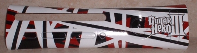 This is a Guitar Hero III plate, painted in a similar style to Eddie Van Halen's guitar.